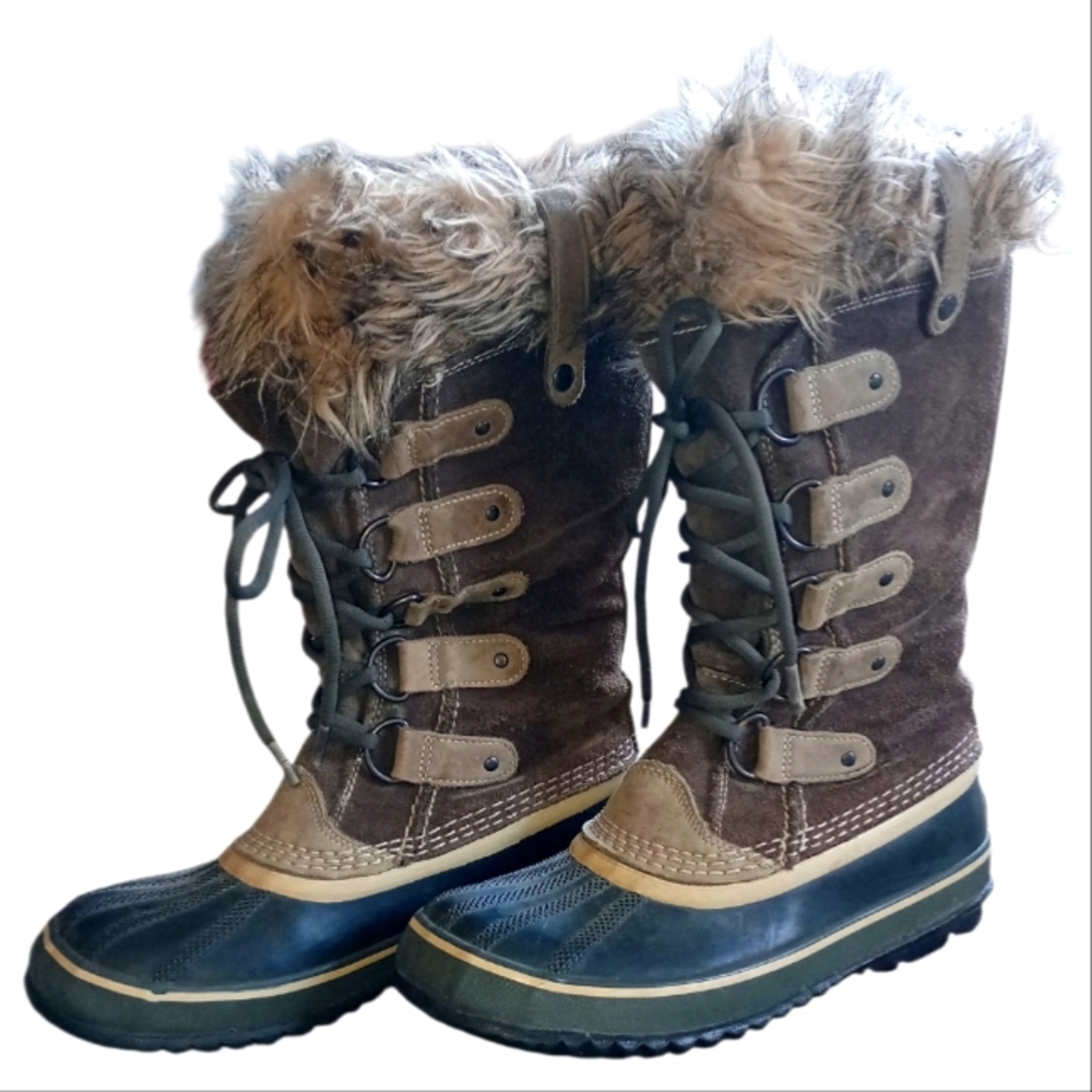 Sorel Brown and Black Fur-Trim Winter Boots